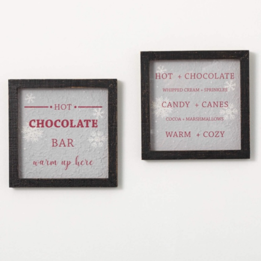 NWT Sullivans Hot Chocolate Bar Hanging Wall Decor Signs Frame Holiday Winter
